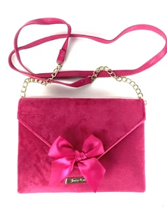 Juicy Couture's Girl's Crossbody Bag Pink Super Soft Velvet Fun Glam Size 8 x 6 - Picture 1 of 16