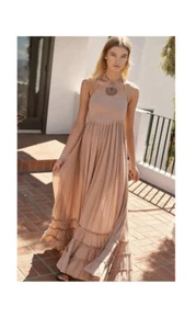 Maxi Vestido Free People Endless Verano Extratropical Talla Grande Taupe - Imagen 1 de 4