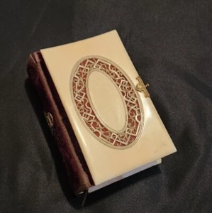 Antique Miniature German Prayer Book Celluloid Cover w/Clasp And Ribbon - Imagen 1 de 18