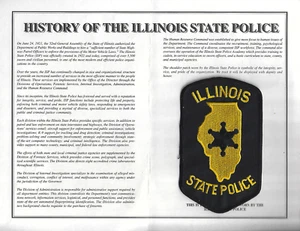 Illinois State Police Shoulder Patch on a Department History Card - Picture 1 of 2