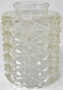 Cubierta cilíndrica vintage de vidrio transparente con punta de diamante pantalla de luz mediados de siglo MCM - Imagen 1 de 4