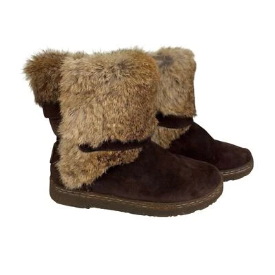 BearPaw Botas de Invierno Mujer 8 Marrón Marie Vaca Gamuza Piel de Conejo Pull On Mezcla de Lana Foto 1 de 4