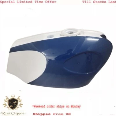 BSA B25 B44 Starfire Blue & White Painted Aluminum  Tank+ Cap (Ships from US) - Image 1 of 4