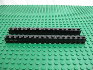 2x Vintage LEGO Ladrillo Negro 1 x 16 Tachuelas Haz Largo 6199 2162 6987 6989 6456 #2465 - Imagen 1 de 2