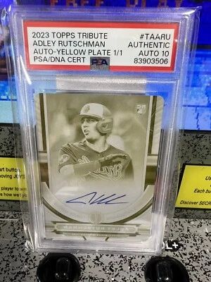 Placa de impressão amarela 2023 Topps Adley Rutschman autógrafo 1/1 PSA DNA autografado 10 - Imagem 1 de 4