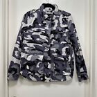 Romeo juliet couture Camo Army Militar jacket button zip pockets gray M