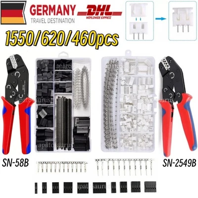 1550tlg Crimpzange Dupont Stecker Set 2,54 mm Steckverbinder und Crimp Pins - Bild 1 von 4