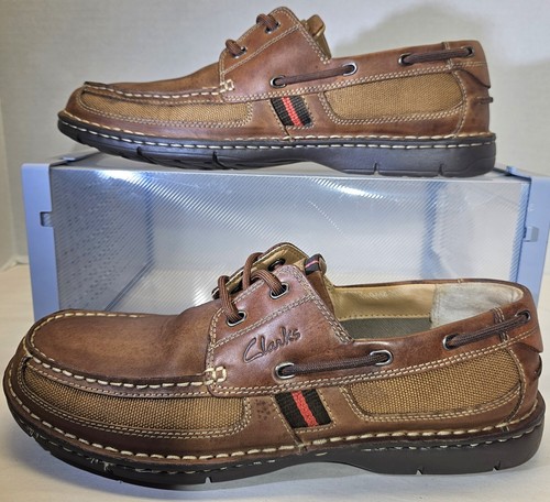 Mocassini da barca Clarks da uomo Waterloo in pelle nabuk marrone taglia 10 5M
