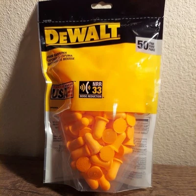 DEWALT DPG63 Orange Bell NRR33 Foam Earplugs - Uncorded - 50 Pair Resealable Bag — 第 1/4 张图片