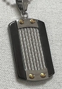 Collar Refuerzos Etiqueta de Perro Colgante Incrustación de Cable Acero Inoxidable y Tono Dorado - Imagen 1 de 15