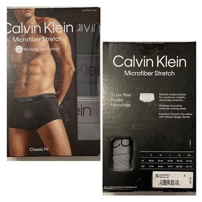 Calvin Klein Hombres 3 Microfibra Tiro Bajo Calzoncillos Pequeño Negro Gris Calce Clásico Nuevo Foto 1 de 4