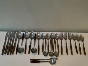 Vtg Interpur Canoe Flatware Lot Of 26 Stainless Steel Scroll Design MCM  - Picture 1 of 16