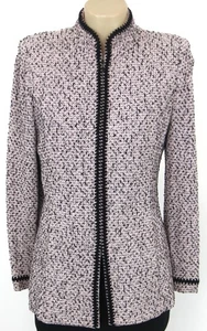 Chaqueta Blazer Mujer Colección St. John Cremallera Completa 8 Negra/Rosa Usada Bonita - Imagen 1 de 20