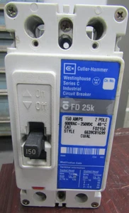 😍CUTLER HAMMER WESTINGHOUSE 150AMP CIRCUIT BREAKER 2P 600VAC/250DC FD25K FD2150 - Picture 1 of 9