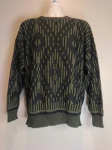 J Lang Herren Pullover olivgrün geometrisch Zopfmuster Langarm Größe L - Bild 1 von 6