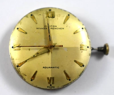 Vintage Croton Nivada Grenchen Aquamatic 17J Wrist Watch Movement lot.wb - Image 1 of 3