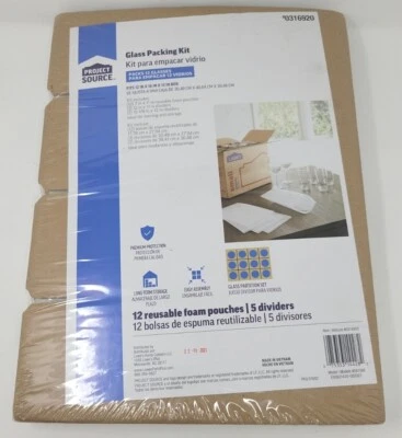 Glass Packing Kit Reusable Foam Pouches Dividers Storage Moving Supplies Protect - Image 1 of 4