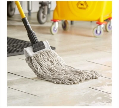 Reconocido 12 oz. Paquete de 2 diademas de algodón natural con banda de 5" y 4 capas cabeza de fregona con extremo de corte Foto 1 de 4