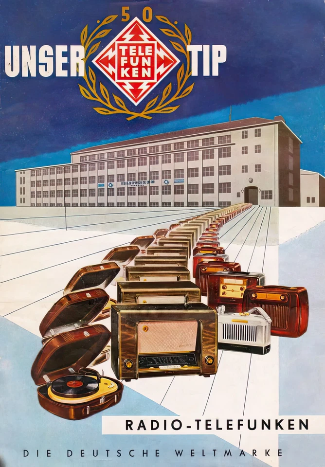 TELEFUNKEN 50 Years of Radio and Gramophone Poster  13 x 19 Giclee Print - Image 1 of 1