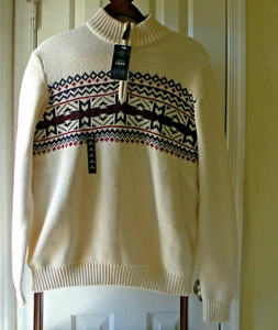 Suéter Izod Cuarto Cremallera Susurro Blanco Manga Larga Para Hombre Talla M Nuevo Con Etiquetas - Imagen 1 de 15