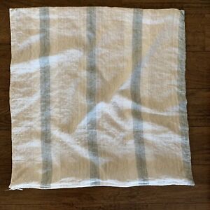 Vintage Washed Striped Linen Beige Ecru Gray Euro Sham Pillow Case PluBelle 24”
