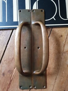 Large Pair of Bronze antique vintage old Door Handles Pulls 12 inch - Picture 1 of 6