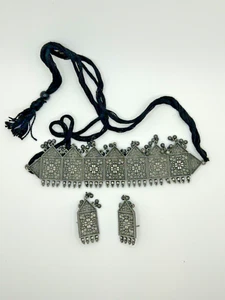 Siddhatva ethnic designer traditional indian afghani antique silver necklace ear - Picture 1 of 3