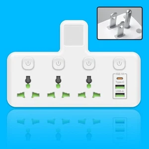 3-Prong Multi Plug Outlet Extender with 2 USB A +1 USB C Wall Plug Adapter USA - Picture 1 of 1