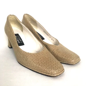 Stuart Weitzman Heels Womens Size 7 Beige Curve Block Pump Shoes - Picture 1 of 10