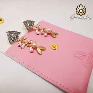 Pendientes de perlas blancas de agua de mar de 8 mm enchapados en oro lazo regalo de aniversario de cumpleaños - Imagen 1 de 18
