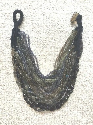 Vintage 22 strand labradorite, rutile quartz, smoky quartz, blue Iolite necklace - Image 1 of 4
