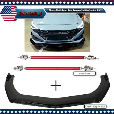 Kit de alerón divisor de parachoques trasero delantero negro brillante para Hyundai Elantra 2000-22 Foto 1 de 4