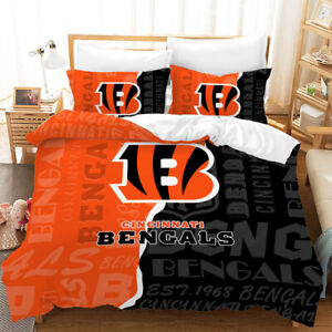 Cincinnati Bengals 3pcs Bedding Set Soft Lightweight Duvet Cover 2 Pillow Covers