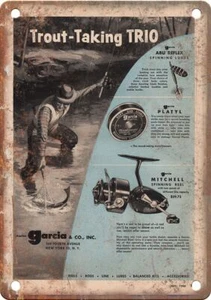 Vintage Garcia Fishing Advertisment Reproduction Metal Sign FF20 - Picture 1 of 2