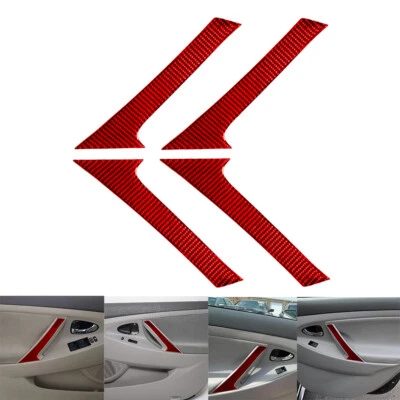 4Pcs Red Carbon Fiber Interior Door Pull Cover Trim For Toyota Camry 2007-2011 - image 1 of 4