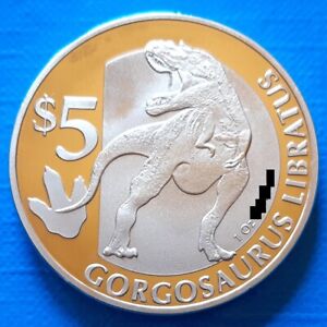 Sierra Leone 1 dolar 2015 aUNC Gorgozaur Dinozaur Złota moneta