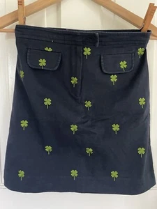 LILLY PULITZER Clover print embroidered mini skirt navy blue/green size Girls 10 - Picture 1 of 5