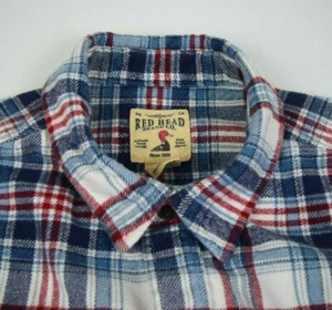 Vintage Plaid Flannel Shirt Red Head Size L/XL 00s Shadow Plaid Woven Flannel - Picture 1 of 6