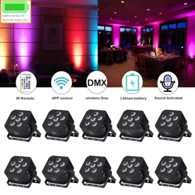 Battery Par Light Battery Wireless Uplights Par 6x18w RGBWAUV 6in1 Dj Par Light - Image 1 of 4