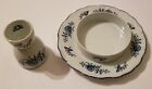 Vintage Blue Dresden by Sphinx Egg Cup & Round Butter Dish Set 1957 