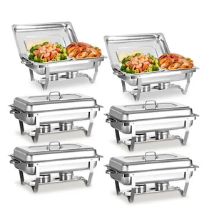 8 Qt Stainless Steel Chafer Chafing Dish Sets Bain Marie Food Warmer 6 Pack - Picture 1 of 7