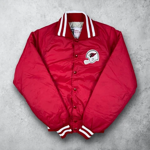 Vintage 80s NFL Arizona Cardinals Football Satin Varsity Jacket Red Size Small Cover