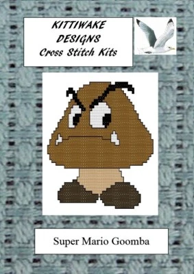 Super Mario Goomba Mushroom Cross Stitch Kit by Kittiwake. Beginners Kit