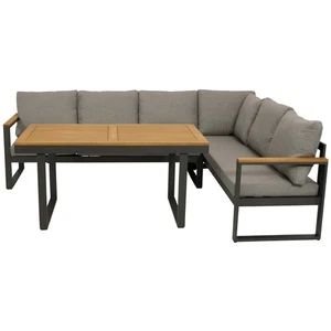 Diningset Eckbank Set Gartengarnitur KAMPALA Alu anthrazit + Akazie, 2. WAHL - Bild 1 von 8