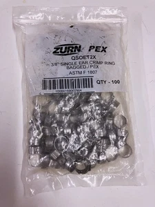 (100) Zurn PEX QSOET2X 3/8 Zoll Pex Edelstahl Einzelohr Quetschring Klemme - Bild 1 von 4