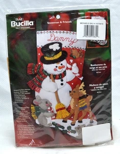 Bucilla 18" Felt Christmas Stocking Kit Snowman and Friends Kit No. 84951 - Picture 1 of 2
