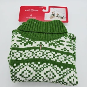 Wondershop Dog Sweater Knit Green & White Christmas Pet BRAND NEW Size Small - Picture 1 of 5