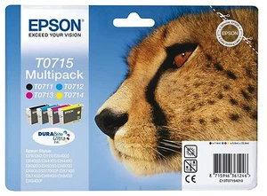 4 cartuchos de tinta originales Epson T0715 BX600FW BX610FW BX310FN BX300F 415 - Imagen 1 de 3