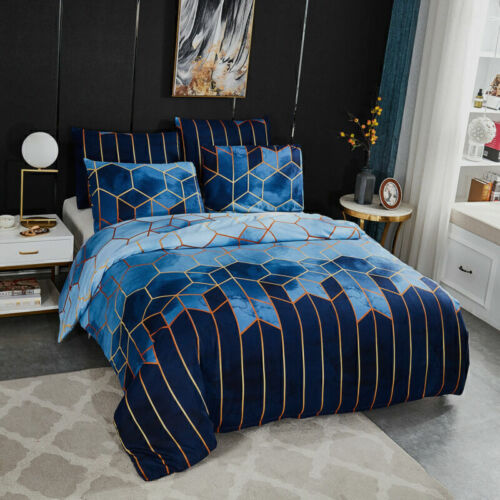 Luxury Reversible Duvet Quilt Cover Bedding Set Double King Super King Size