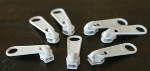 20 YKK Zipper Pulls Sliders Size 45 White Non-Locking Metal Coil Long Tab - Picture 1 of 4